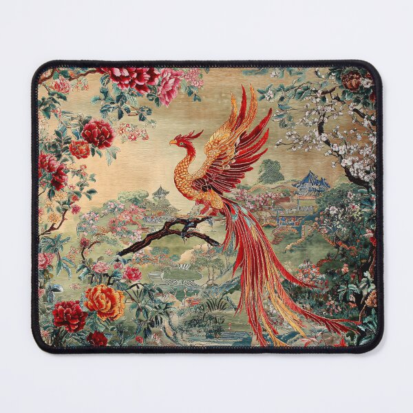 Item preview, Phoenix in Bloom – Oriental Garden Art Print | Mythical Bird Floral Wall Decor designed and sold by GrinGalore.