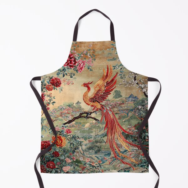 Item preview, Phoenix in Bloom – Oriental Garden Art Print | Mythical Bird Floral Wall Decor designed and sold by GrinGalore.