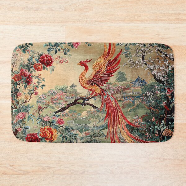 Item preview, Phoenix in Bloom – Oriental Garden Art Print | Mythical Bird Floral Wall Decor designed and sold by GrinGalore.