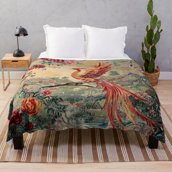 Item preview, Phoenix in Bloom – Oriental Garden Art Print | Mythical Bird Floral Wall Decor designed and sold by GrinGalore.