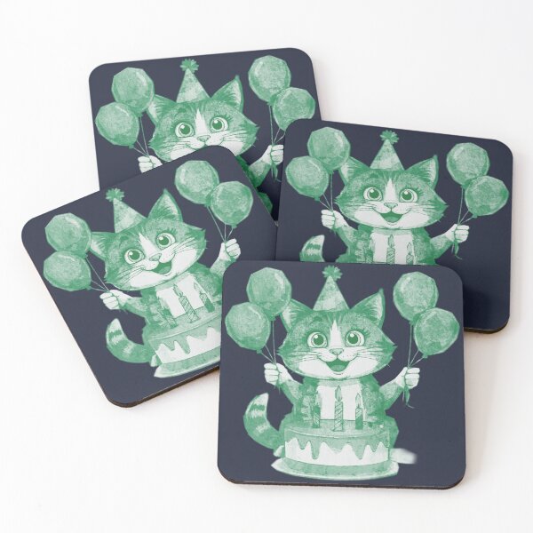 Item preview, Birthday Cat with Cake designed and sold by kinpirks.
