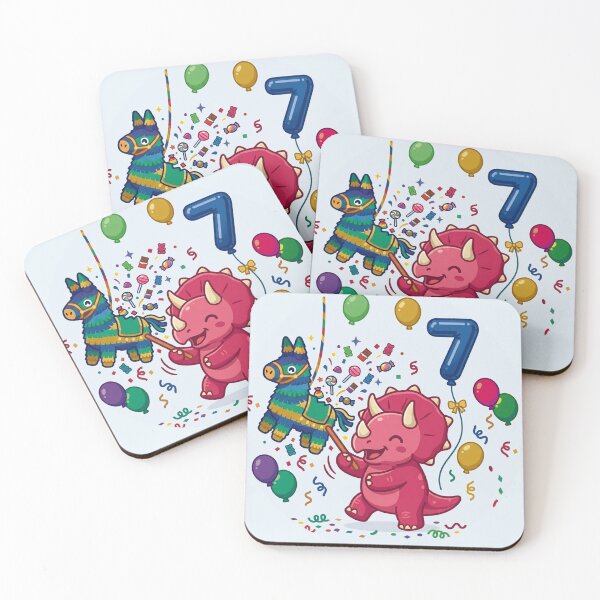 Item preview, Dinosaur 7th birthday pink triceratops girl gift seven year old dino lover designed and sold by Tronstell.