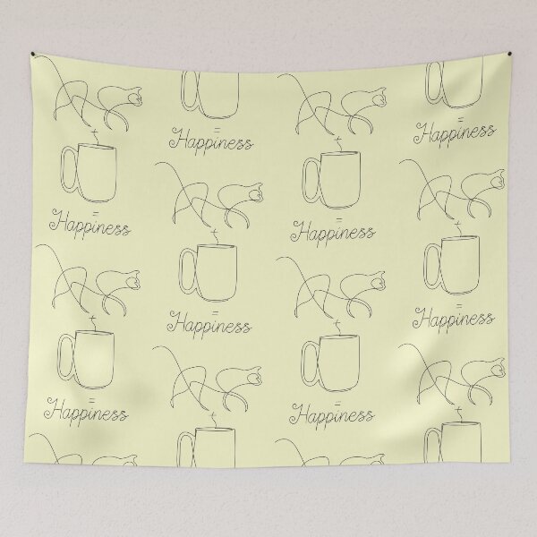 Item preview, Happiness is my cat and my coffee designed and sold by YouAreHereArt.