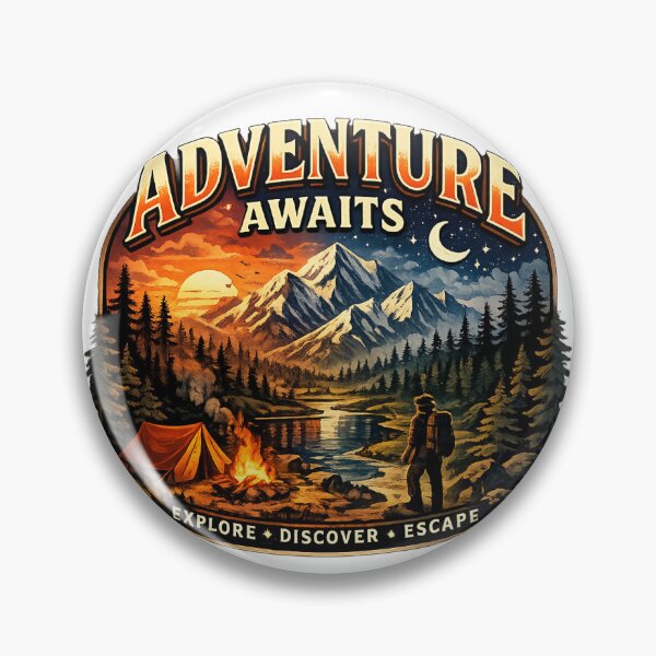 Item preview, adventure awaits explore discover escape mountain forest sunset  designed and sold by Kate1art.
