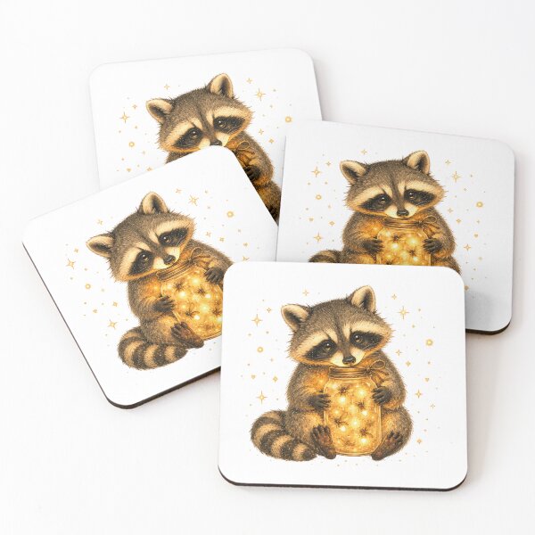 Item preview, Cute Raccoon Firefly Jar Sunflower Twilight designed and sold by AQUILAKREO.