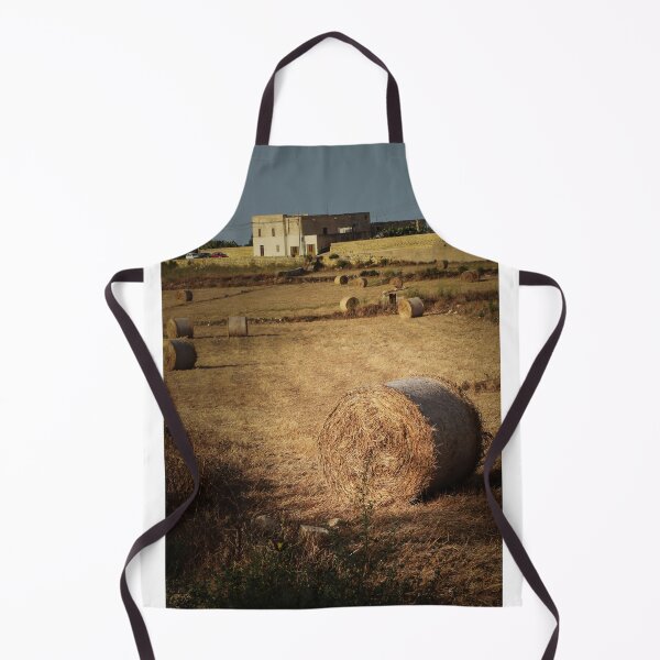 Item preview, Golden Hay Bales in Harvested Field Near Rural Farmhouses at Sunset Countryside Landscape designed and sold by Nmallia.