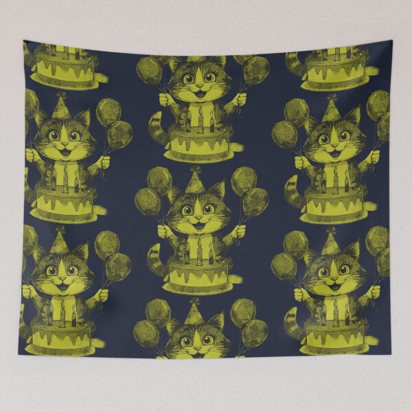 Item preview, Birthday Cat with Cake designed and sold by kinpirks.