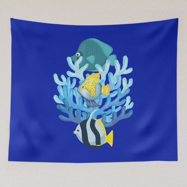 Item preview, Colorful Tropical Fish Coral Reef Illustration Ocean Life Art. designed and sold by LunaPrintCo.