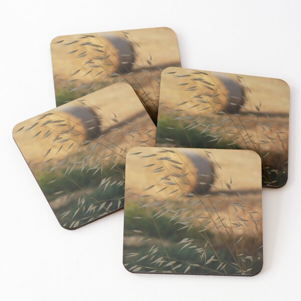 Item preview, Golden Hay Bales in Harvested Field Near Rural Farmhouses at Sunset Countryside Landscape designed and sold by Nmallia.