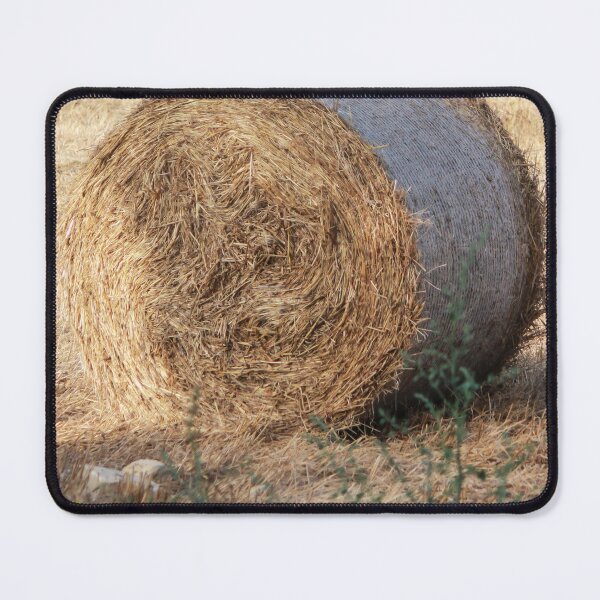 Item preview, Golden Hay Bales in Harvested Field Near Rural Farmhouses at Sunset Countryside Landscape designed and sold by Nmallia.