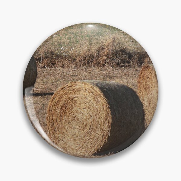 Item preview, Golden Hay Bales in Dry Field With Rural Farmhouse and Stone Walls at Sunset designed and sold by Nmallia.