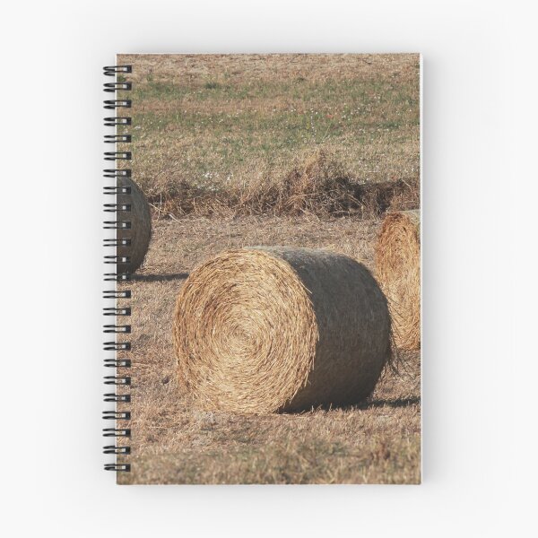 Item preview, Golden Hay Bales in Dry Field With Rural Farmhouse and Stone Walls at Sunset designed and sold by Nmallia.
