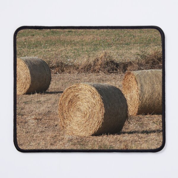 Item preview, Golden Hay Bales in Dry Field With Rural Farmhouse and Stone Walls at Sunset designed and sold by Nmallia.