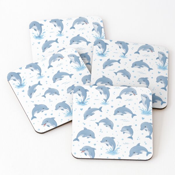 Item preview, Cute Blue Dolphins Seamless Watercolor Pattern designed and sold by Seculinator.