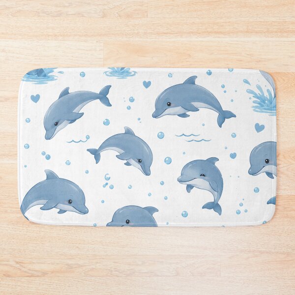 Item preview, Cute Blue Dolphins Seamless Watercolor Pattern designed and sold by Seculinator.