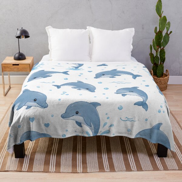 Item preview, Cute Blue Dolphins Seamless Watercolor Pattern designed and sold by Seculinator.
