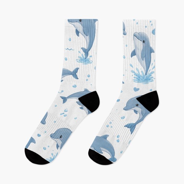 Item preview, Cute Blue Dolphins Seamless Watercolor Pattern designed and sold by Seculinator.