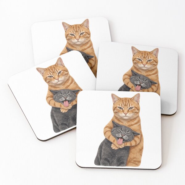 Item preview, Funny Cats Choking Hug Orange Tabby and Silly Grey Cat Affection designed and sold by rediscoveredapp.