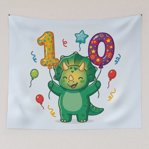 Item preview, Triceratops 10th dino birthday green dino gift designed and sold by Tronstell.