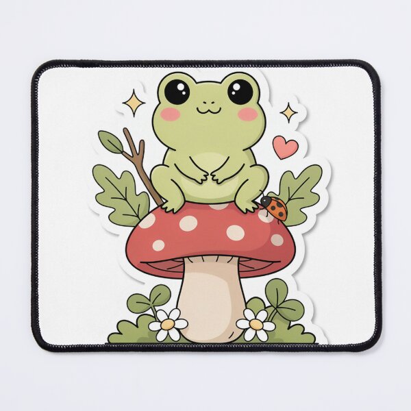 Item preview, Cute Frog On Mushroom Cottagecore Goblincore Kawaii Nature Sticker designed and sold by medel12.