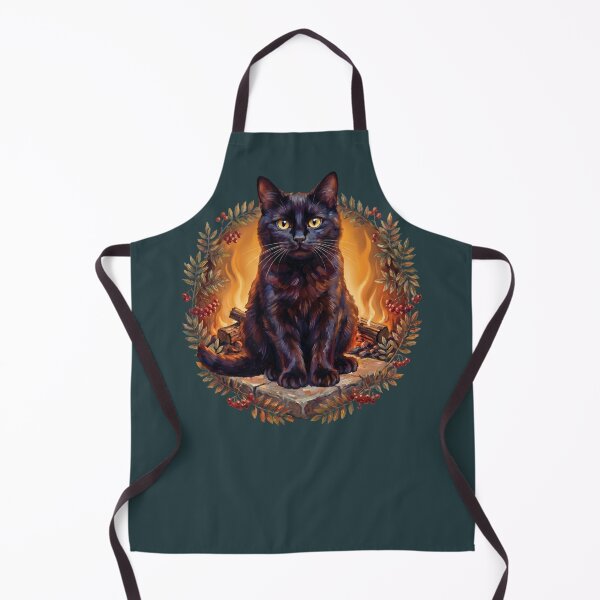 Item preview, Lucky Black Cat & Cosy Fireplace | Whimsigoth Folklore Art designed and sold by Englandbear.
