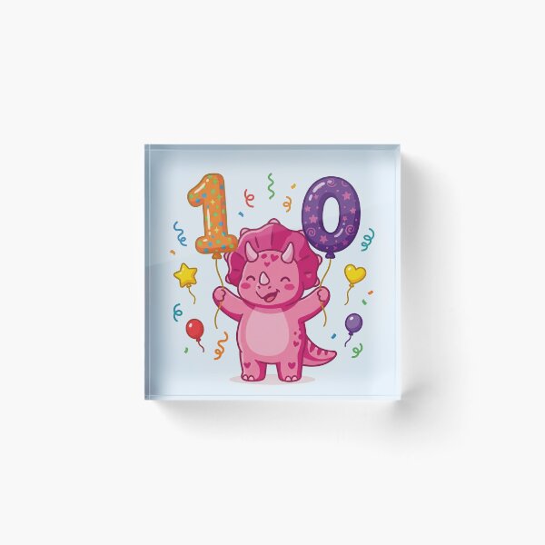 Item preview, Triceratops 10th dino birthday pink dino gift designed and sold by Tronstell.
