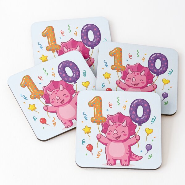 Item preview, Triceratops 10th dino birthday pink dino gift designed and sold by Tronstell.