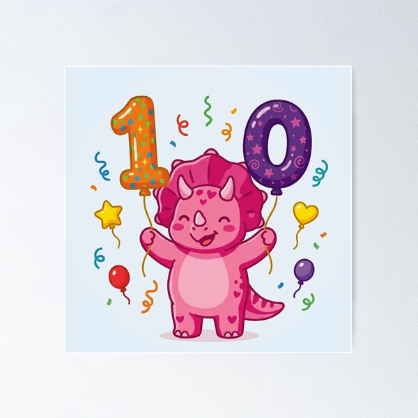 Item preview, Triceratops 10th dino birthday pink dino gift designed and sold by Tronstell.