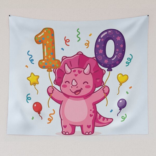 Item preview, Triceratops 10th dino birthday pink dino gift designed and sold by Tronstell.