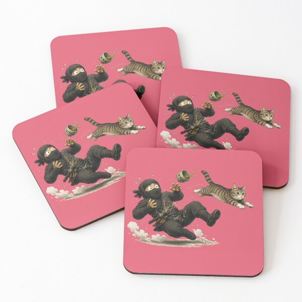 Item preview, Ninja vs Cat — Chaotic Tea Spill Action designed and sold by Aguri-tei.