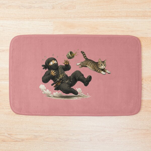 Item preview, Ninja vs Cat — Chaotic Tea Spill Action designed and sold by Aguri-tei.