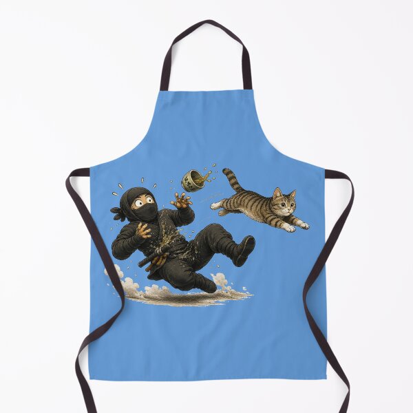Item preview, Ninja vs Cat — Chaotic Tea Spill Action designed and sold by Aguri-tei.