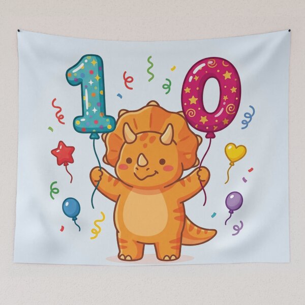 Item preview, Triceratops 10th dino birthday orange dino gift designed and sold by Tronstell.