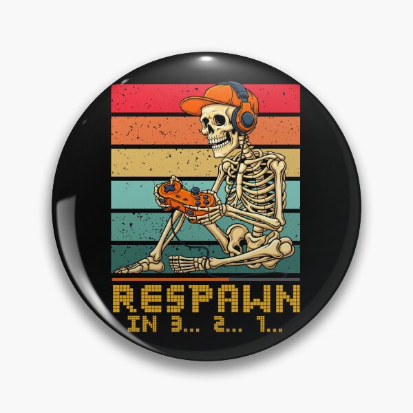 Item preview, Funny Gamer Skeleton Retro Sunset - Waiting To Respawn designed and sold by legendaryskins.