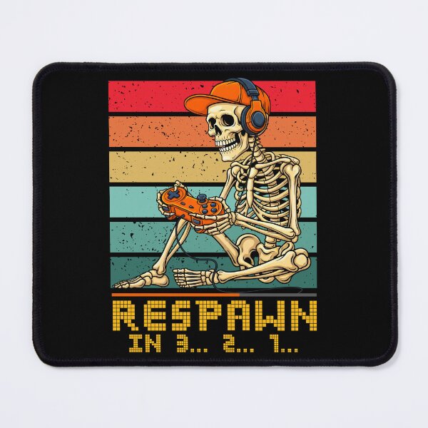 Item preview, Funny Gamer Skeleton Retro Sunset - Waiting To Respawn designed and sold by legendaryskins.