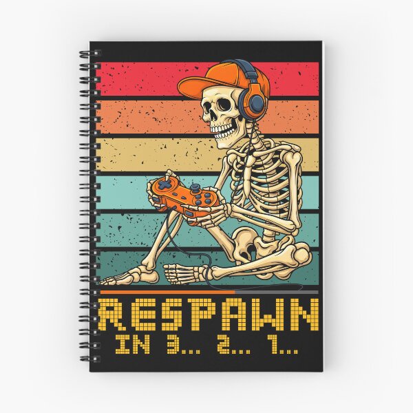 Item preview, Funny Gamer Skeleton Retro Sunset - Waiting To Respawn designed and sold by legendaryskins.