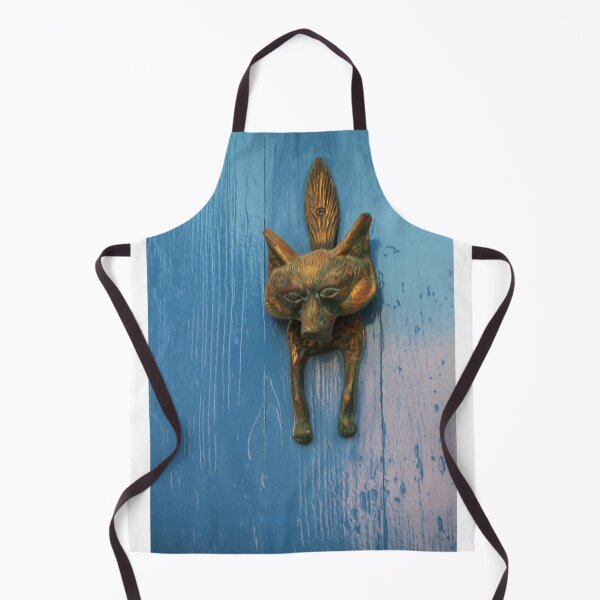 Item preview, Fox Door Knocker On Blue Wooden Door With Patinaed Brass Detail And Rustic Charm designed and sold by Nmallia.