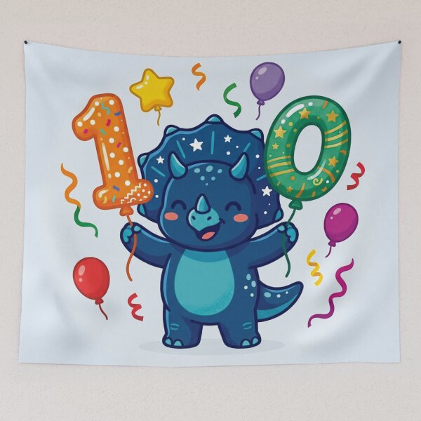 Item preview, Triceratops 10th dino birthday blue dino gift designed and sold by Tronstell.