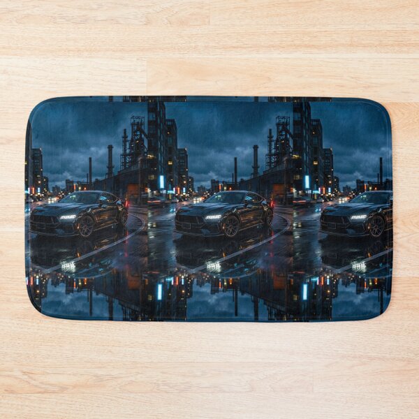 Item preview, Dark Cinematic Muscle Car Photography In Rainy Industrial City designed and sold by RevUpDesign.