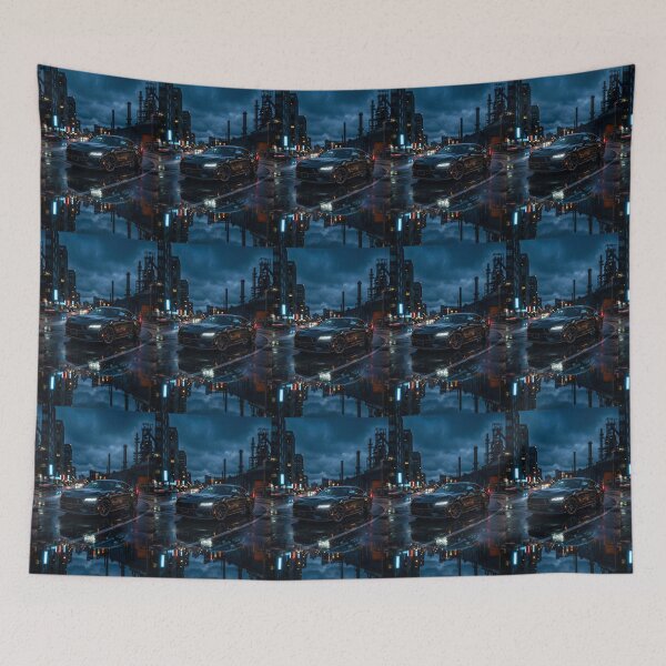 Item preview, Dark Cinematic Muscle Car Photography In Rainy Industrial City designed and sold by RevUpDesign.