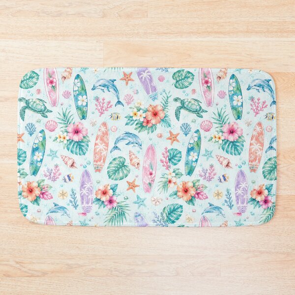 Item preview, Watercolor Tropical Pattern Tapestry Gift For Beach Lovers Pastel Surfboard Decor | Coastal Beach Aesthetic Phone Case Gift For Teen Girls Watercolor Sea Turtle | Pastel Ocean Seamless Art designed and sold by VivaFy.