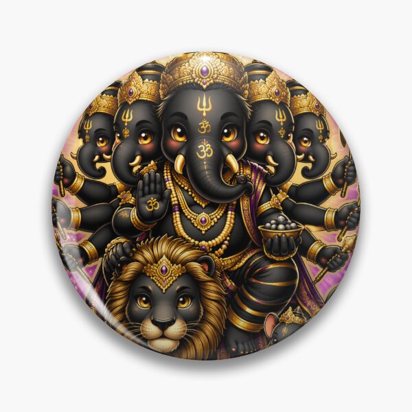 Item preview, Heramba Ganapati — Five-Headed Ganesha on Lion designed and sold by NUFADE.