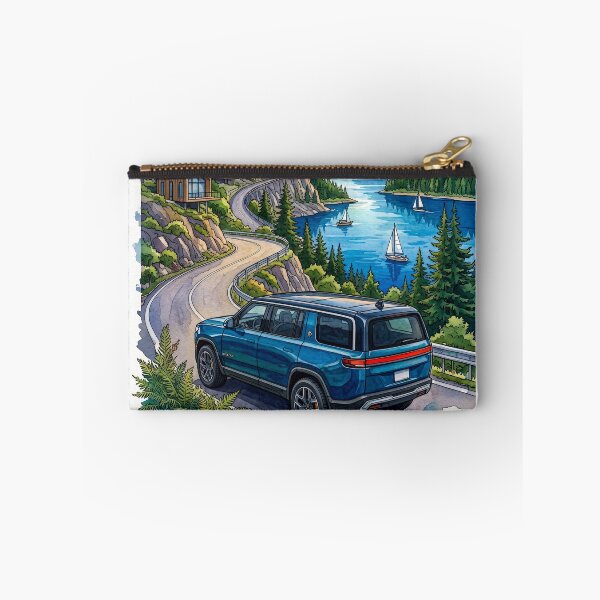 Item preview, Electric SUV Watercolor Illustration On Scenic Mountain Road Drive designed and sold by RevUpDesign.