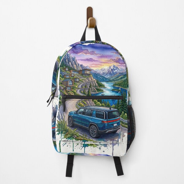 Item preview, Electric SUV Watercolor Illustration On Scenic Mountain Road Drive designed and sold by RevUpDesign.