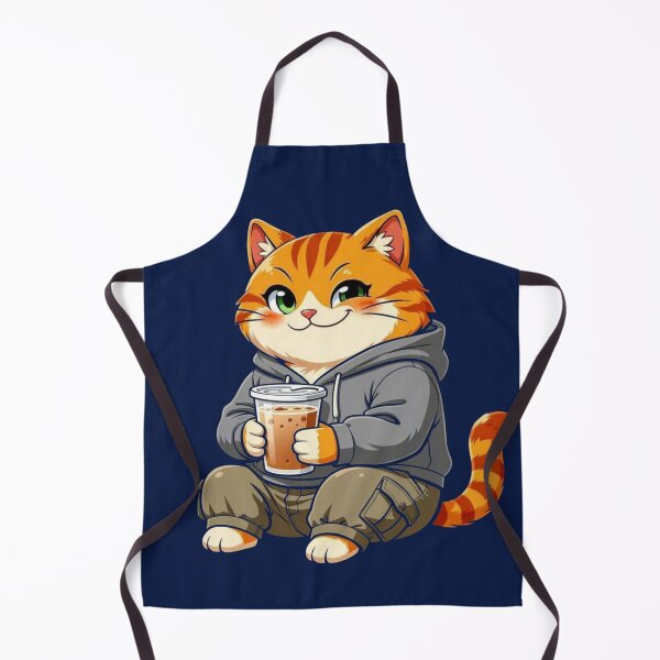 Item preview, Cute Orange Cat in Hoodie Drinking Iced Coffee Boba designed and sold by ChaemmRichStudio.