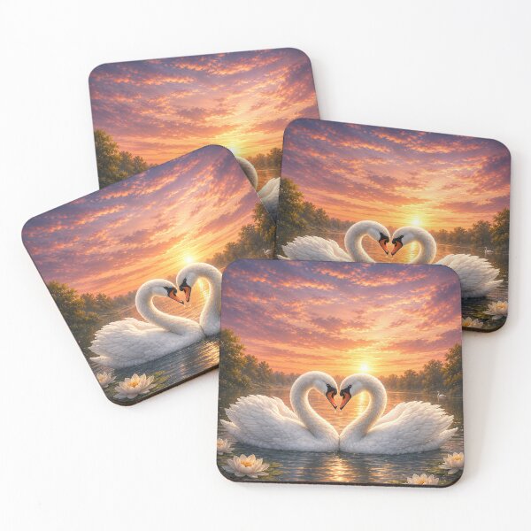 Item preview, Romantic Swans Heart Sunset Lake Painting designed and sold by Seculinator.