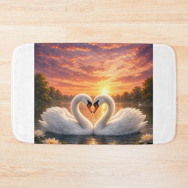 Item preview, Romantic Swans Heart Sunset Lake Painting designed and sold by Seculinator.