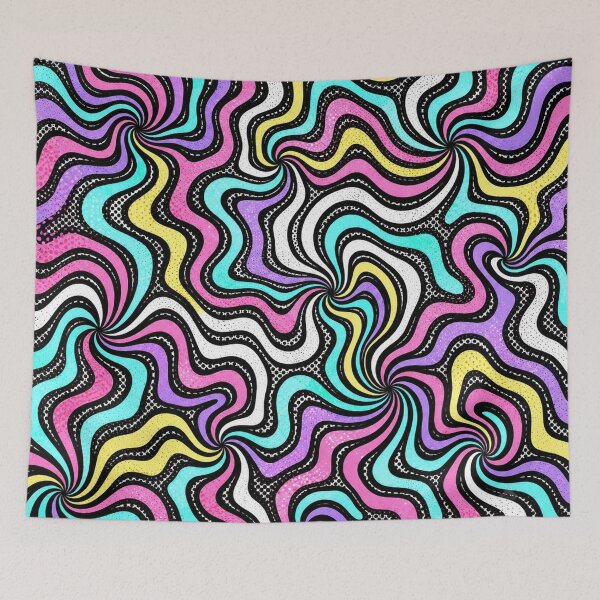 Item preview, 1980s Pastel Neon Colorful Cartoon Squiggle Stripes Pattern designed and sold by BeJolley.