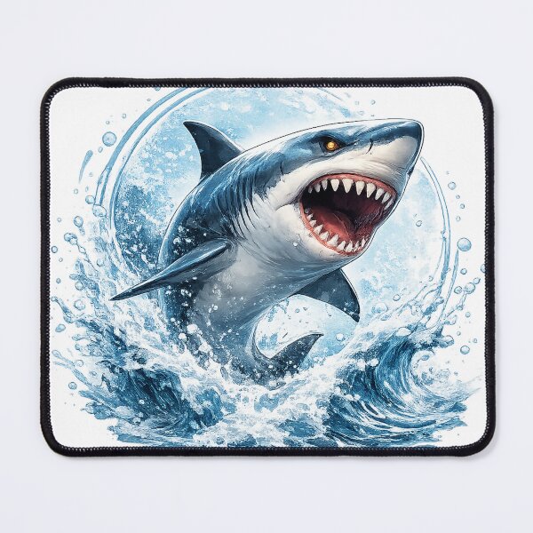Item preview, Angry Great White Shark Water Splash Illustration designed and sold by Seculinator.