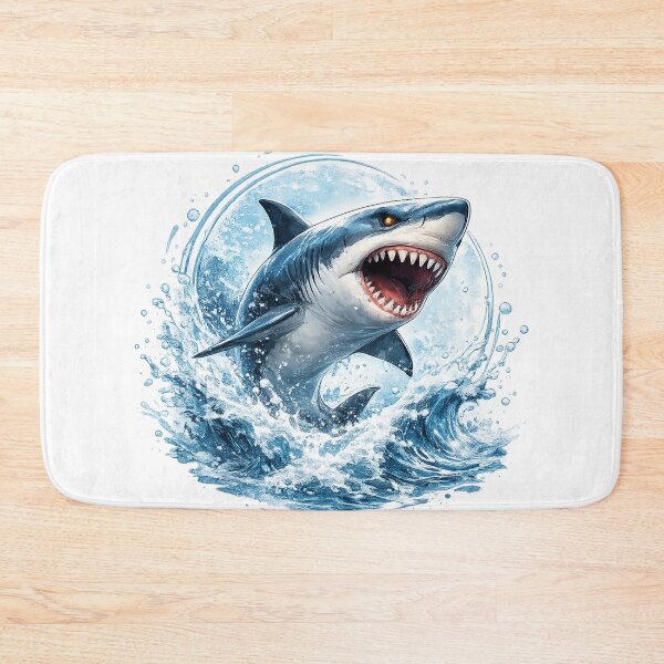 Item preview, Angry Great White Shark Water Splash Illustration designed and sold by Seculinator.